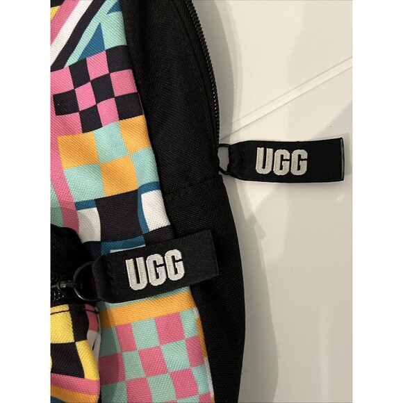 UGG Canvas Australia Dannie II Backpack Multicolored Checkered Pattern Pre-Owned - Picture 7 of 11